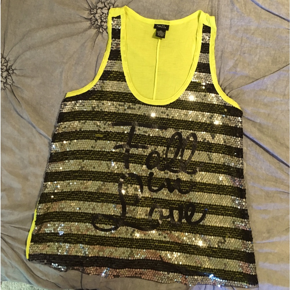 Bright yellow and black tank top